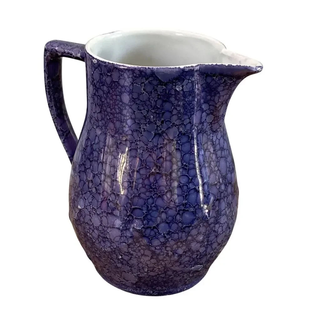 Vintage Retsch Co RCW Blue Iridescent Pitcher Wunsiedel Bavaria Germany